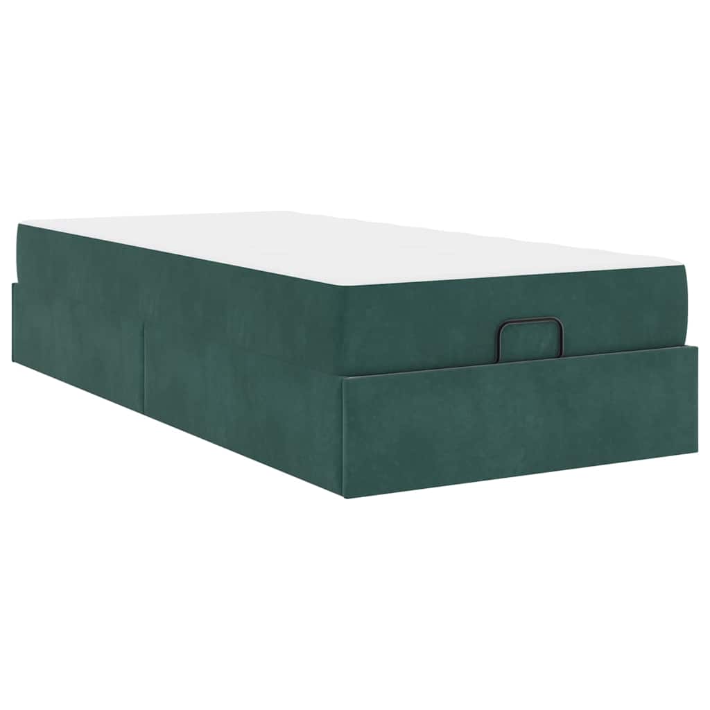 Cadre de lit avec matelas Vert foncé 90 x 190 cm Velours - XIOS