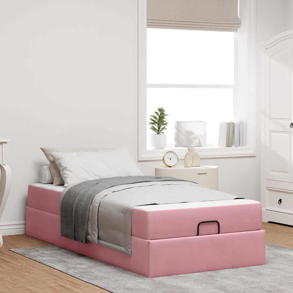 Cadre de lit avec matelas Rose 90 x 200 cm Velours - XIOS