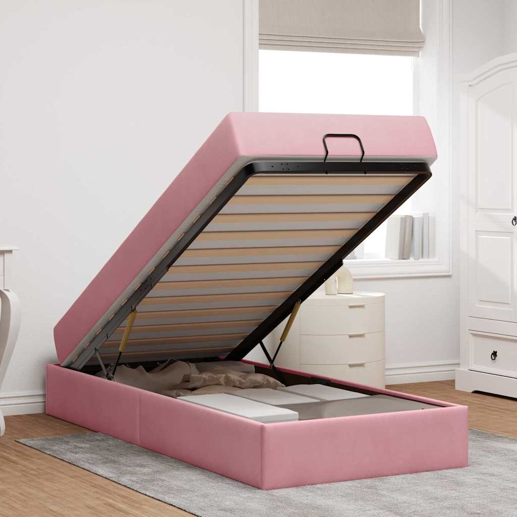 Cadre de lit avec matelas Rose 90 x 200 cm Velours - XIOS