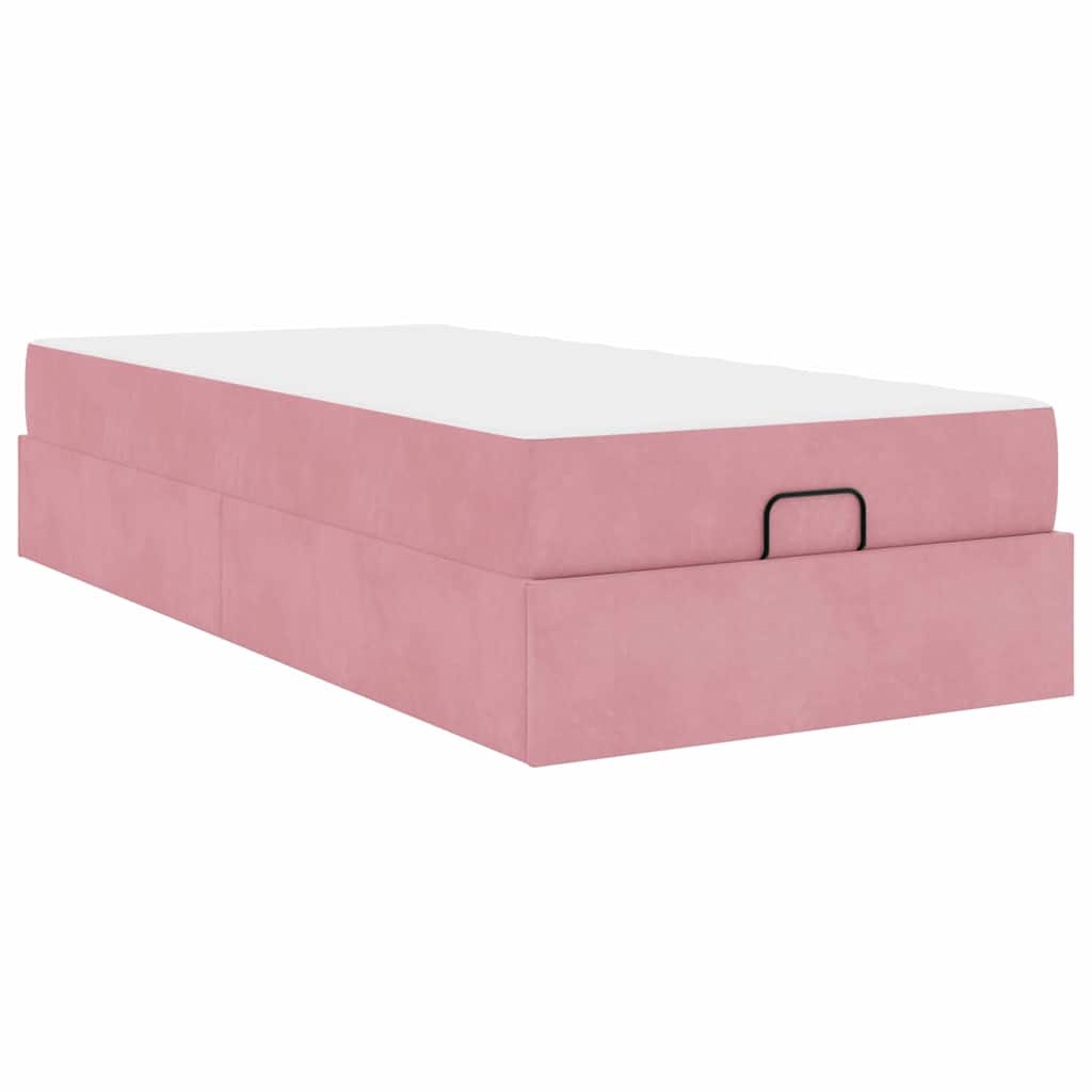 Cadre de lit avec matelas Rose 90 x 200 cm Velours - XIOS