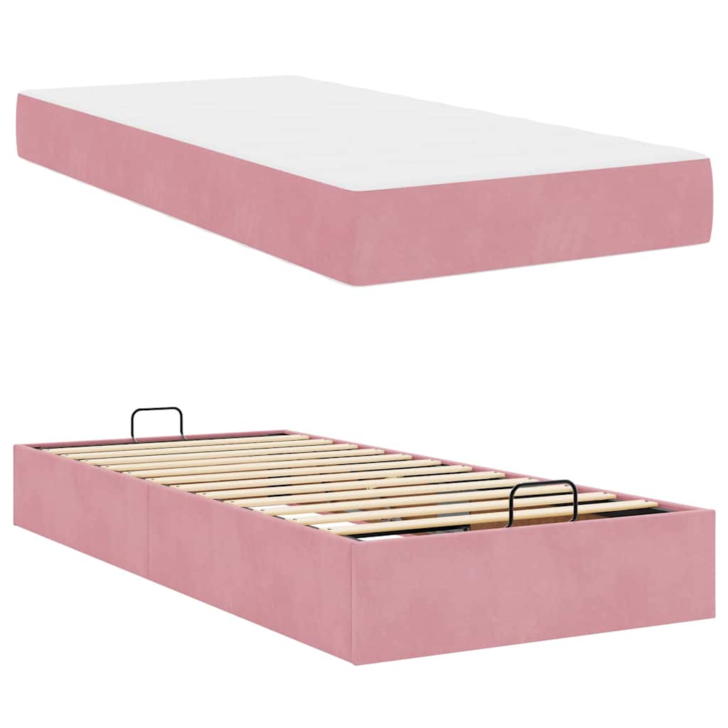 Cadre de lit avec matelas Rose 90 x 200 cm Velours - XIOS