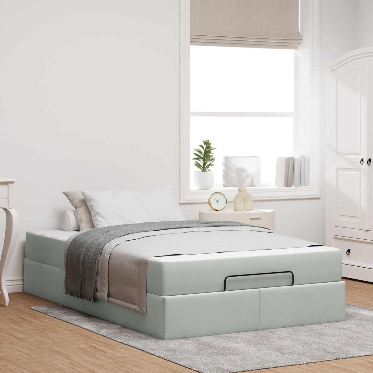 Cadre de lit avec matelas 2 pièces Gris clair Velours