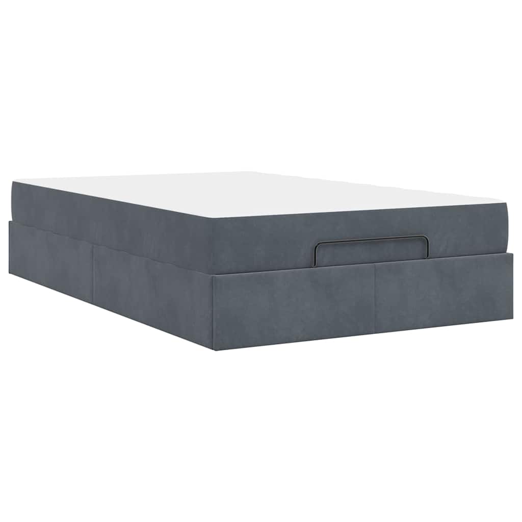 Cadre de lit avec matelas Gris foncé 120 x 190 cm Velours - XIOS