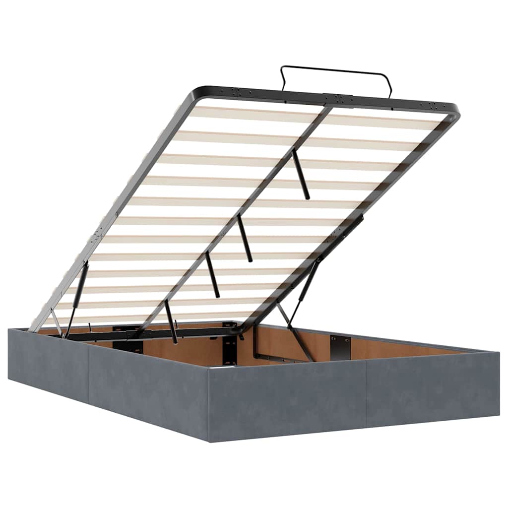 Cadre de lit avec matelas Gris foncé 120 x 190 cm Velours - XIOS