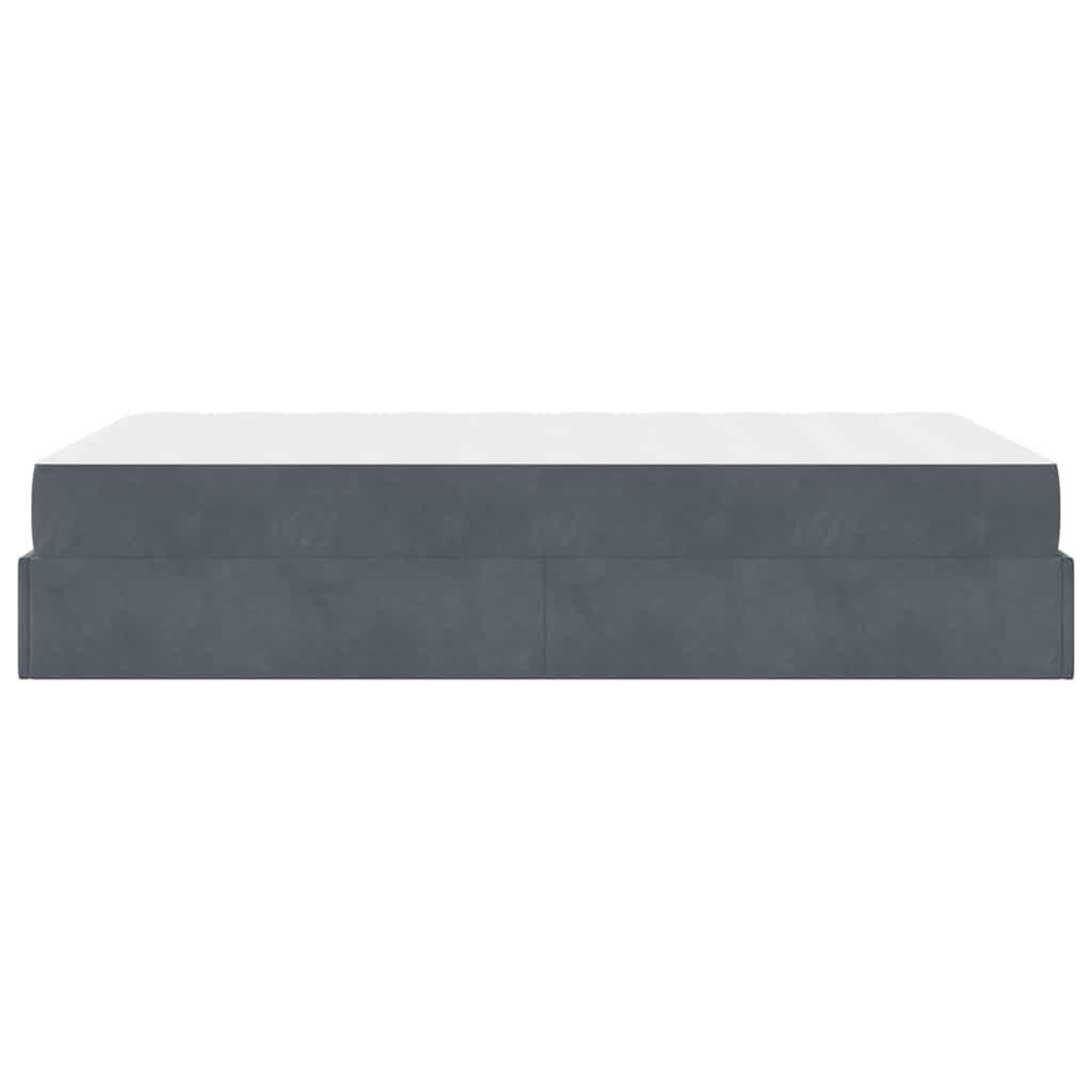 Cadre de lit avec matelas Gris foncé 120 x 190 cm Velours - XIOS