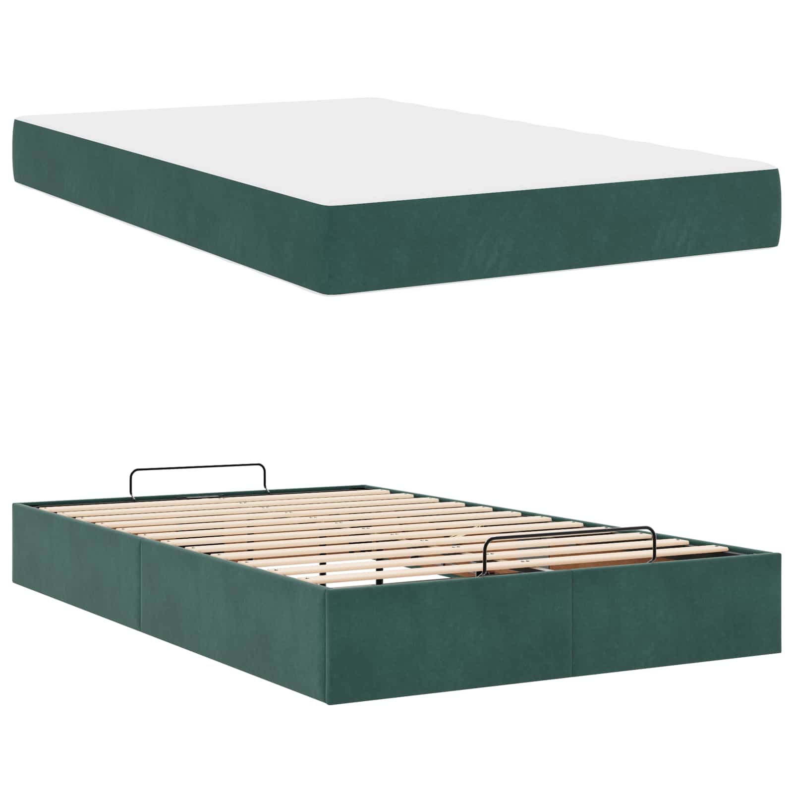 Cadre de lit avec matelas 2 pcs Vert Velours - XIOS