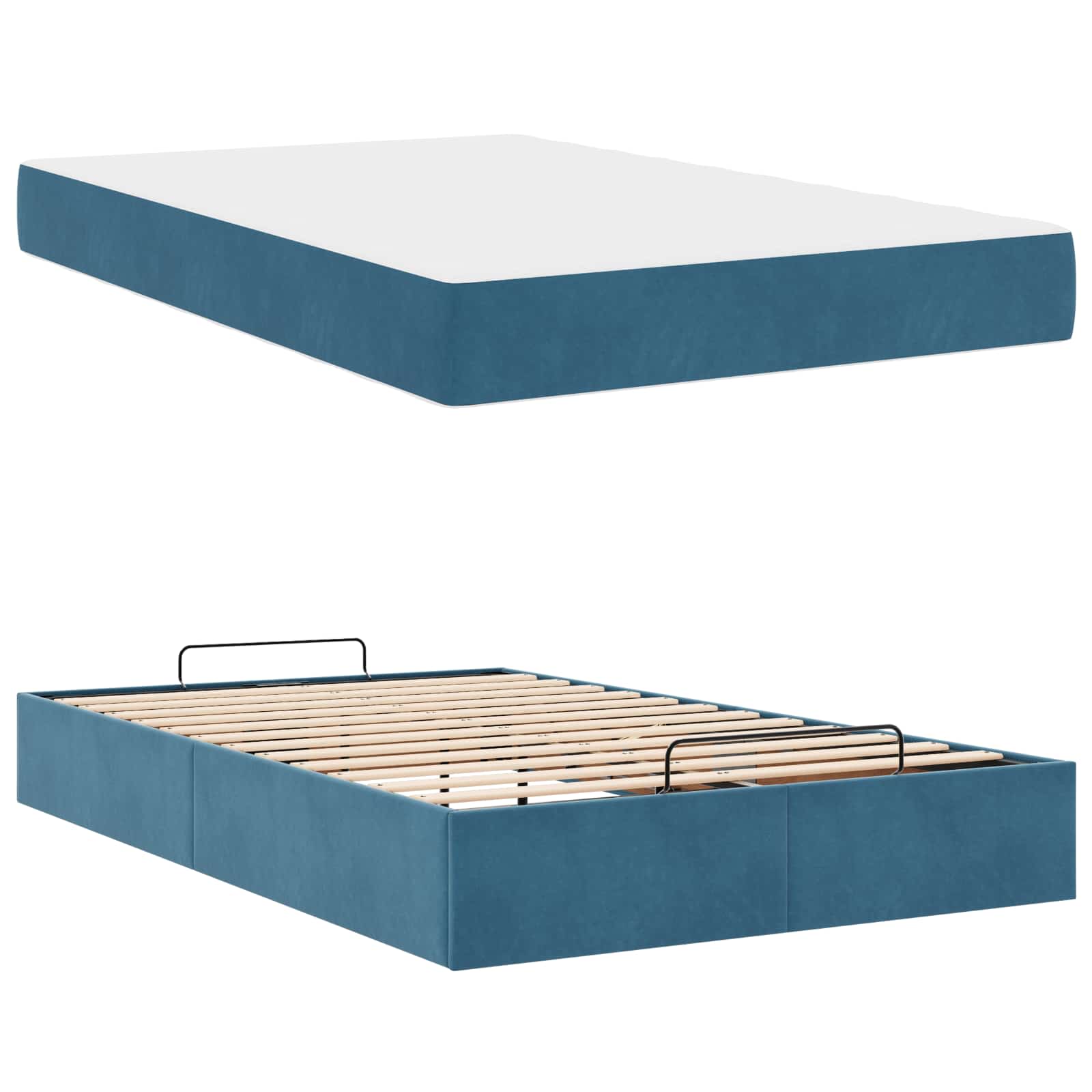 Cadre de lit avec matelas 2 pcs Bleu Velours - XIOS