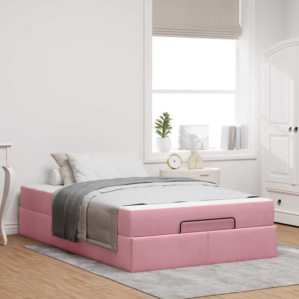 Cadre de lit avec matelas Rose 120 x 190 cm Velours - XIOS