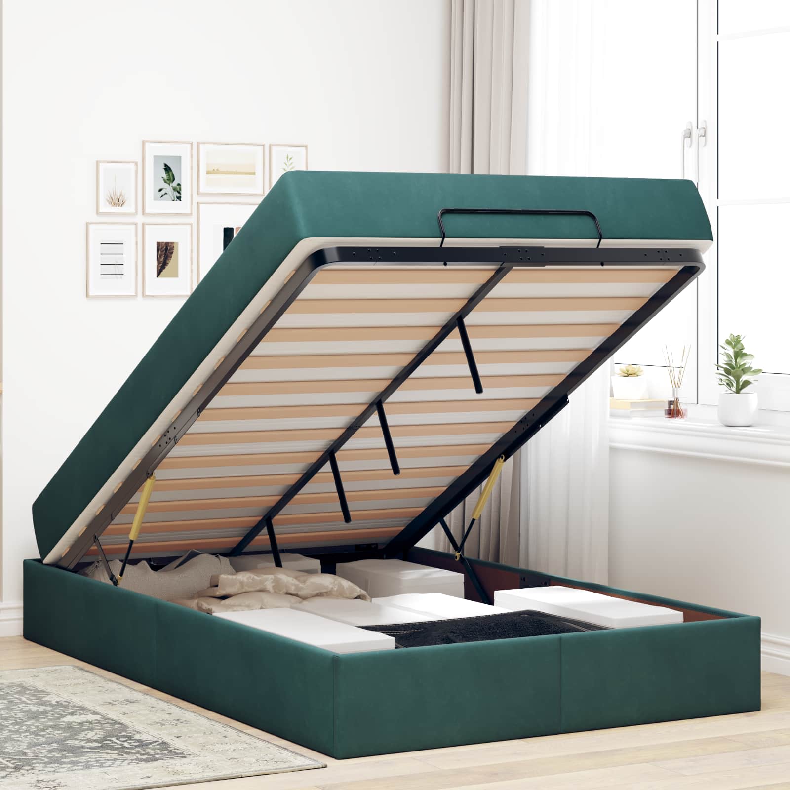 Cadre de lit avec matelas 2 pcs Vert Velours - XIOS