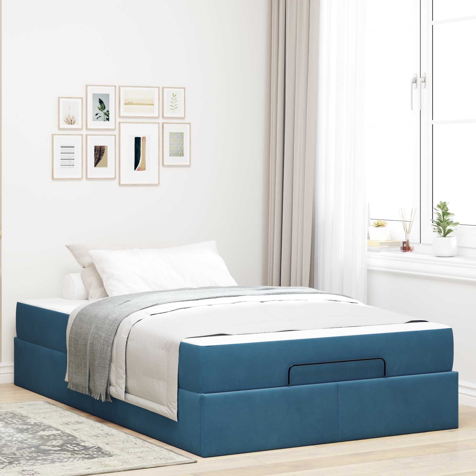 Cadre de lit avec matelas 2 pcs Bleu Velours - XIOS