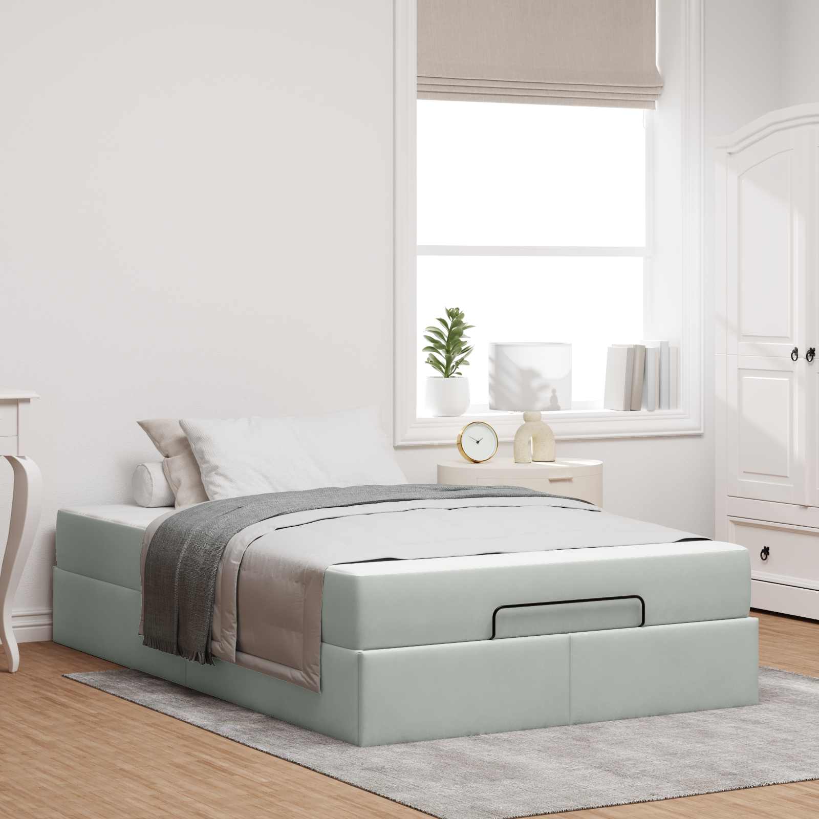 Cadre de lit avec matelas 2 pcs Gris clair Velours - XIOS