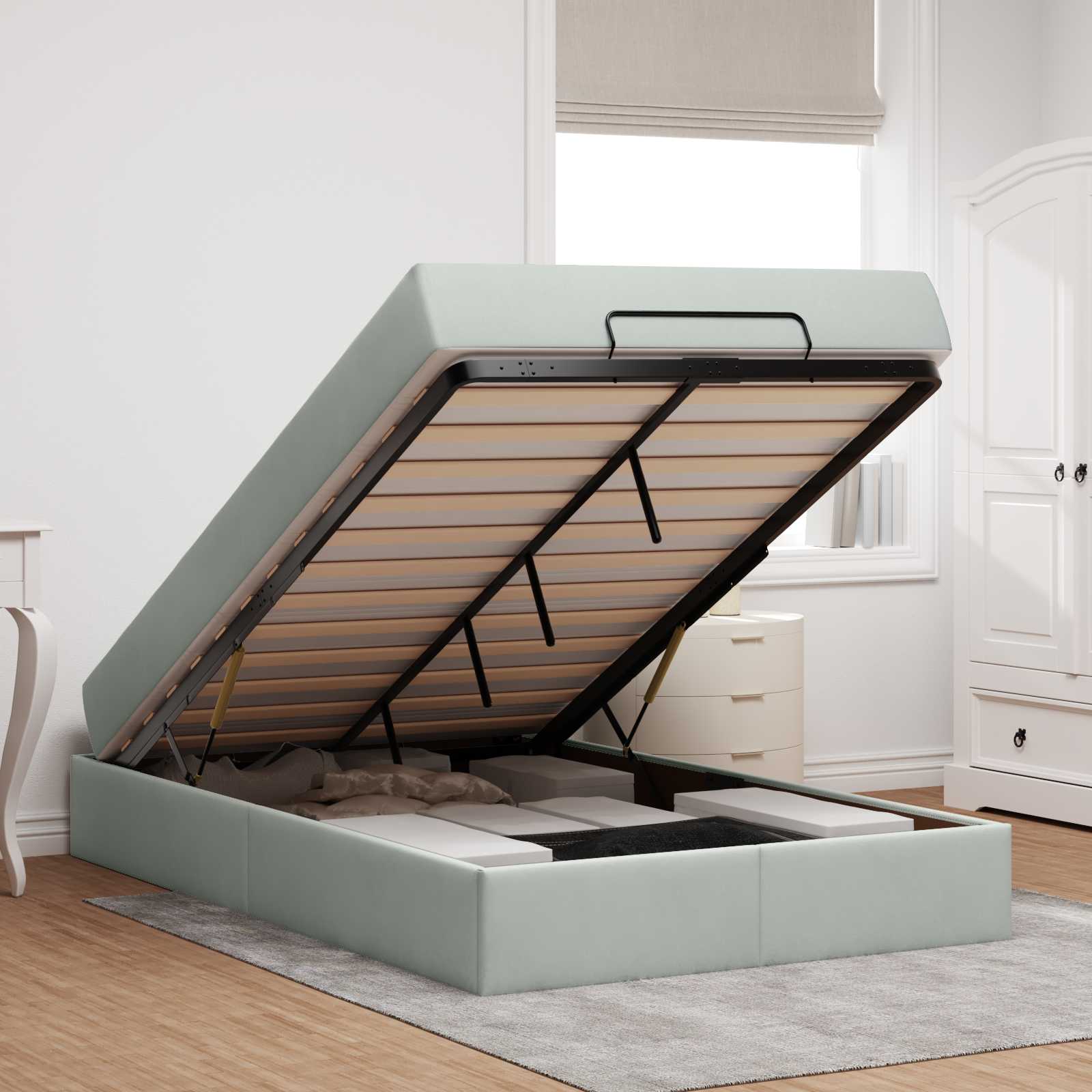Cadre de lit avec matelas 2 pcs Gris clair Velours - XIOS