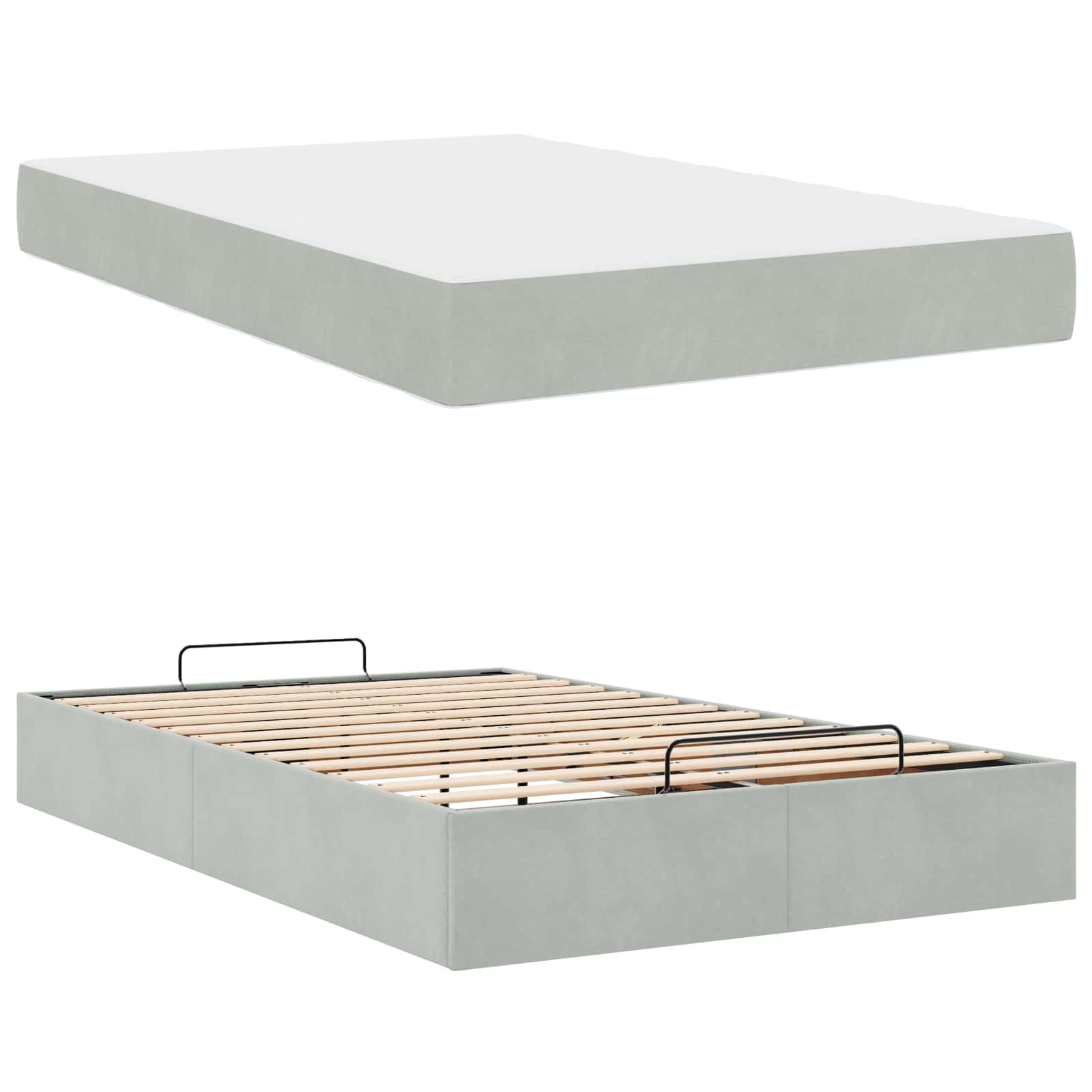 Cadre de lit avec matelas 2 pcs Gris clair Velours - XIOS