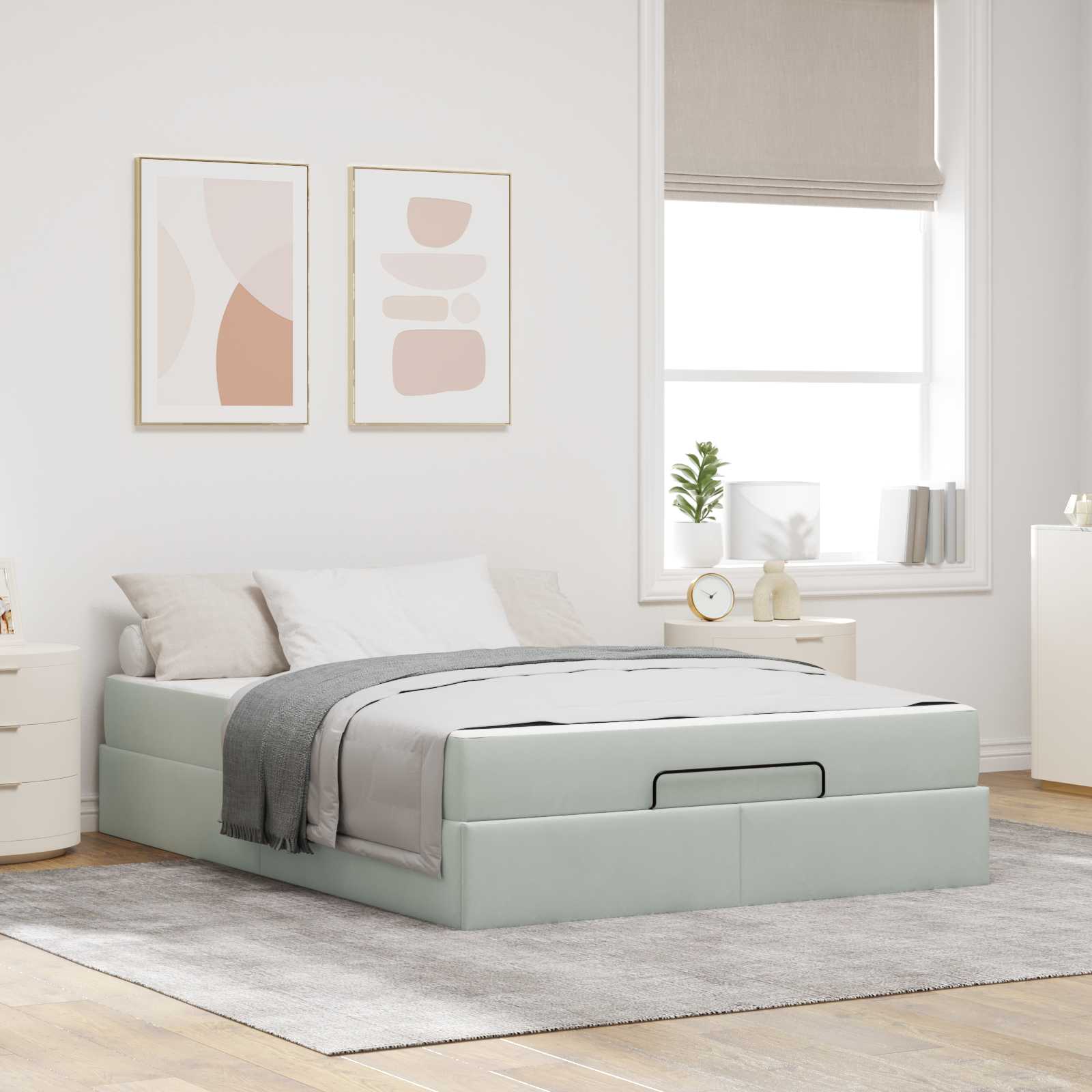Cadre de lit avec matelas avec matelas 2 pcs Gris clair Velours - XIOS