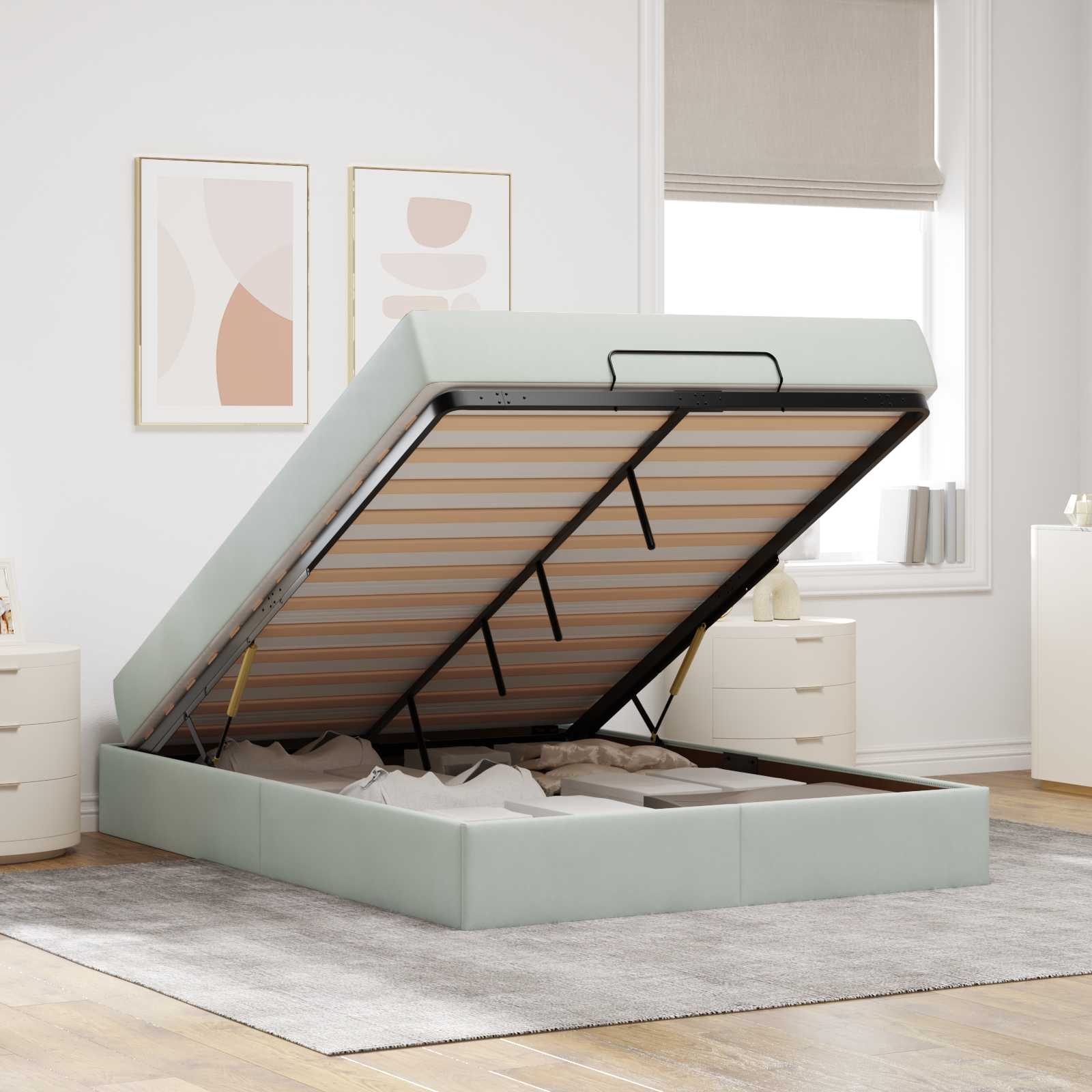 Cadre de lit avec matelas avec matelas 2 pcs Gris clair Velours - XIOS