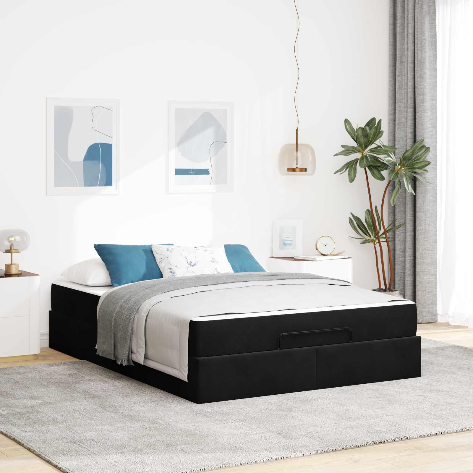 Cadre de lit avec matelas avec matelas 2 pcs Noir Velours