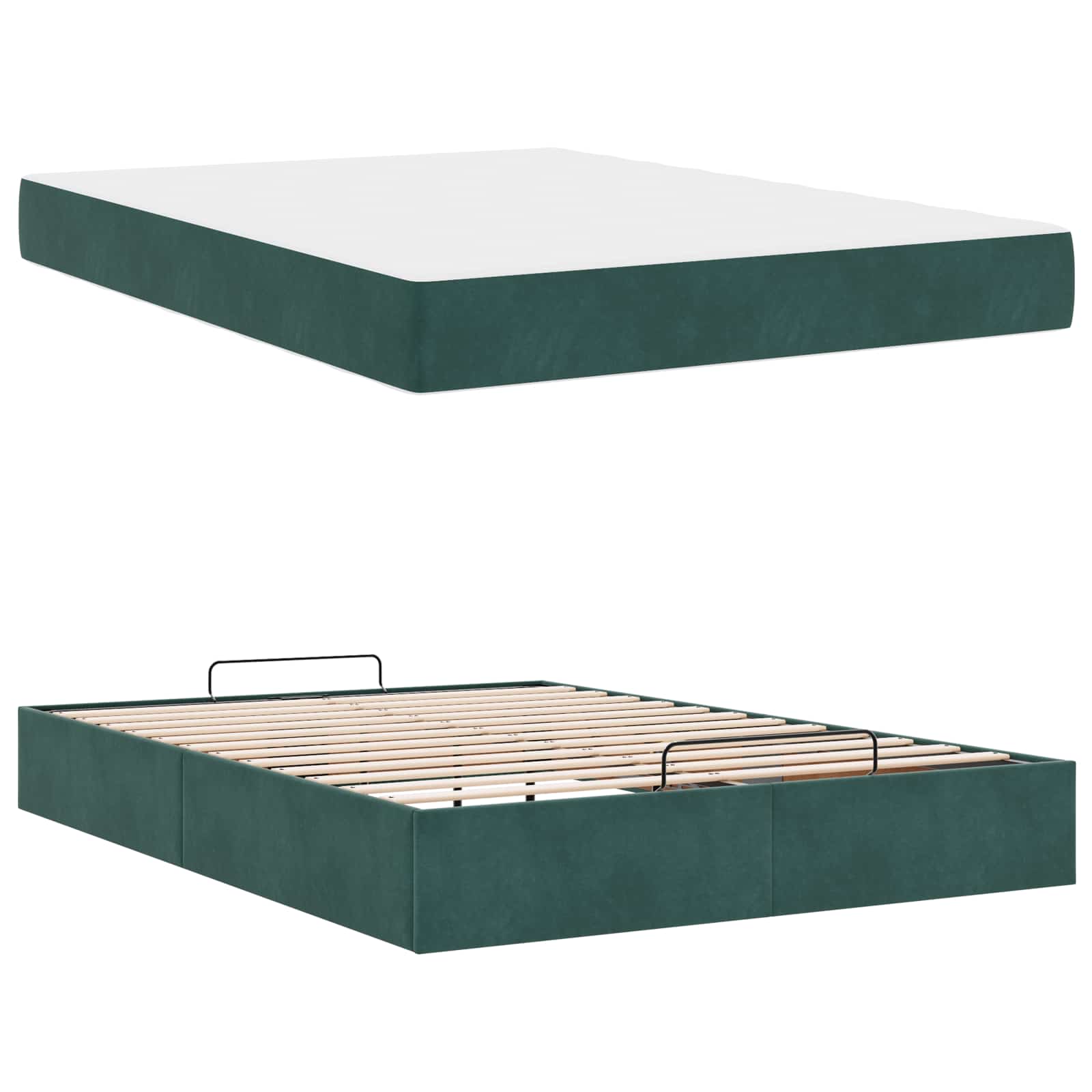 Cadre de lit avec matelas avec matelas 2 pcs Vert Velours