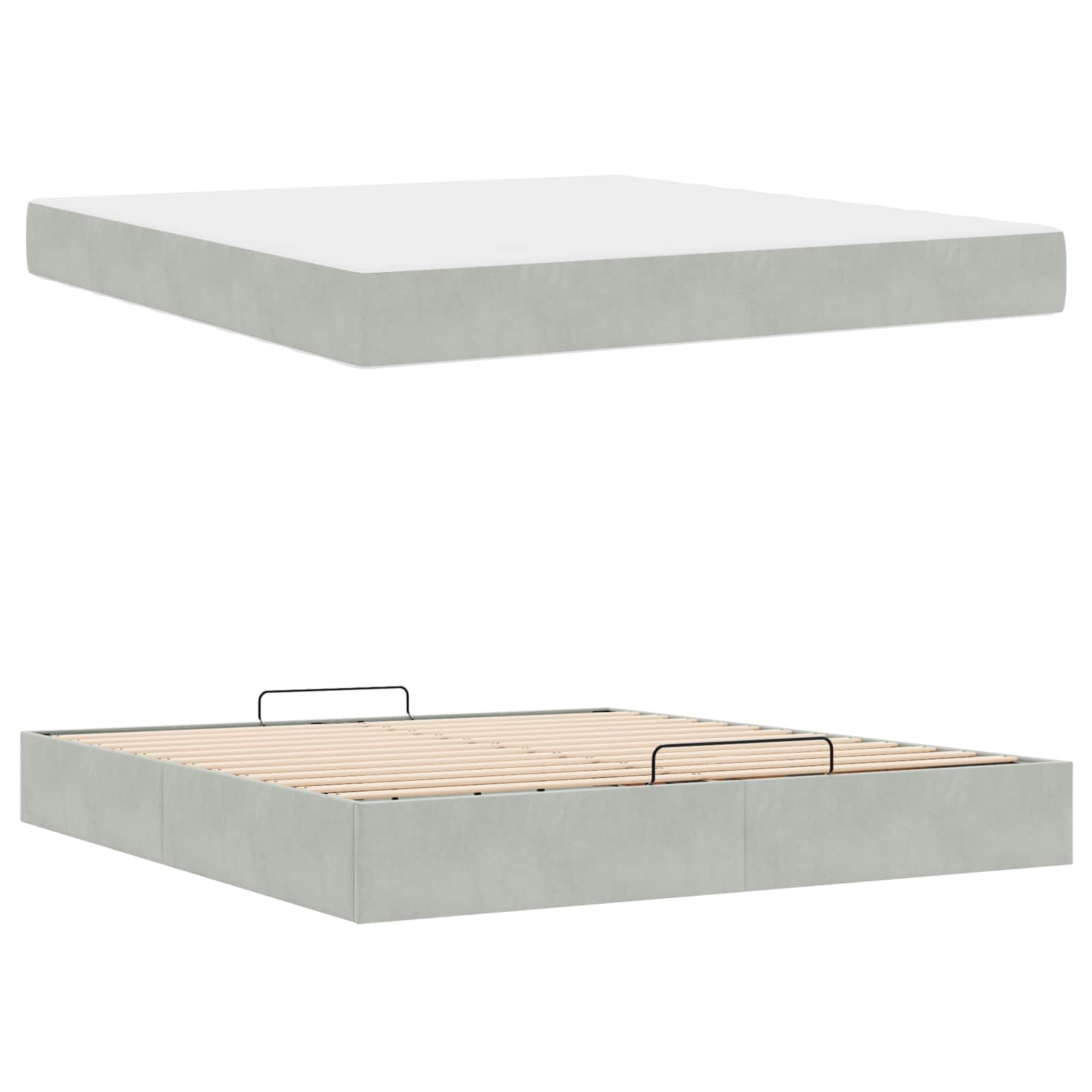 Cadre de lit avec matelas 2 pcs Gris clair Velours - XIOS