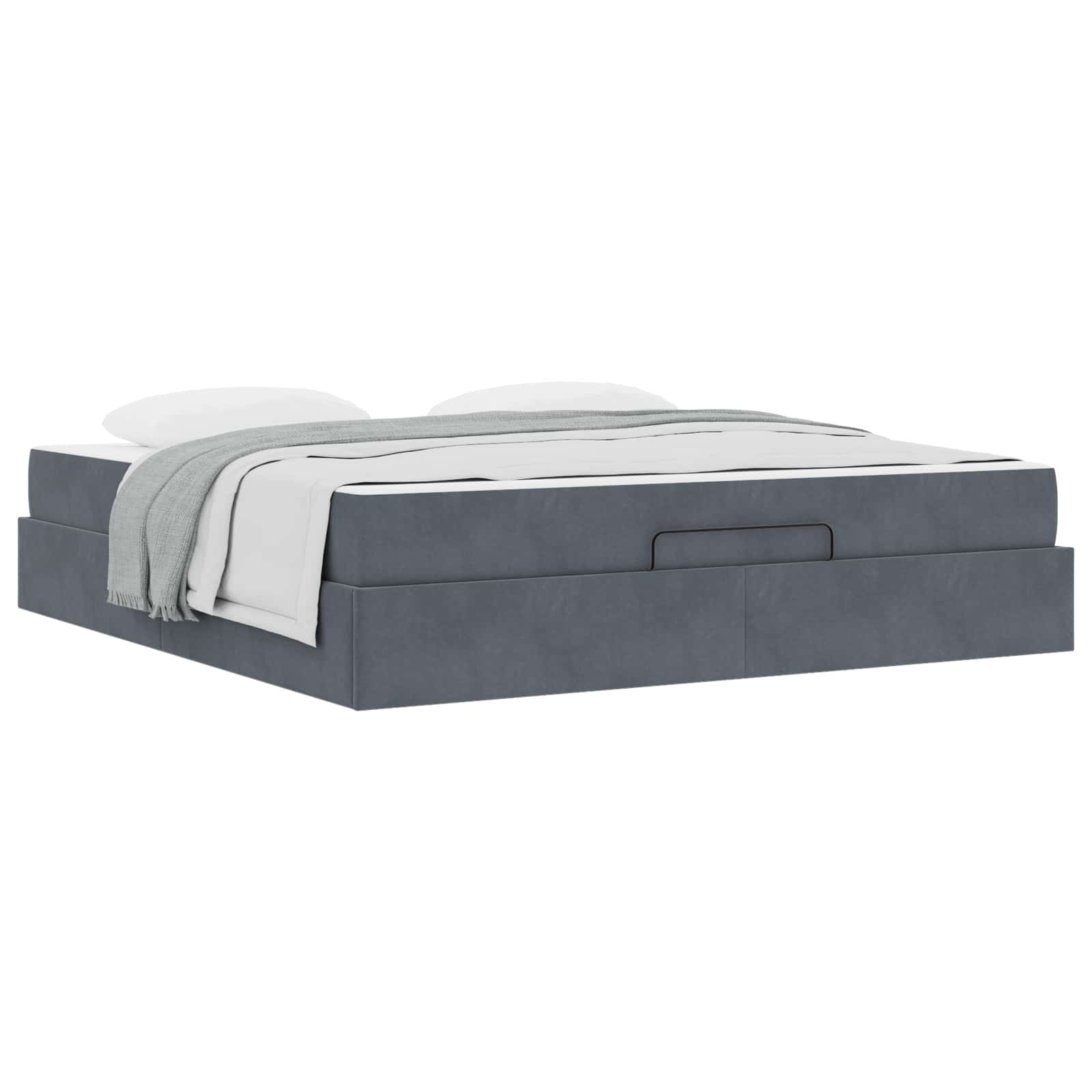 Cadre de lit avec matelas 2 pcs Gris Foncé Velours - XIOS
