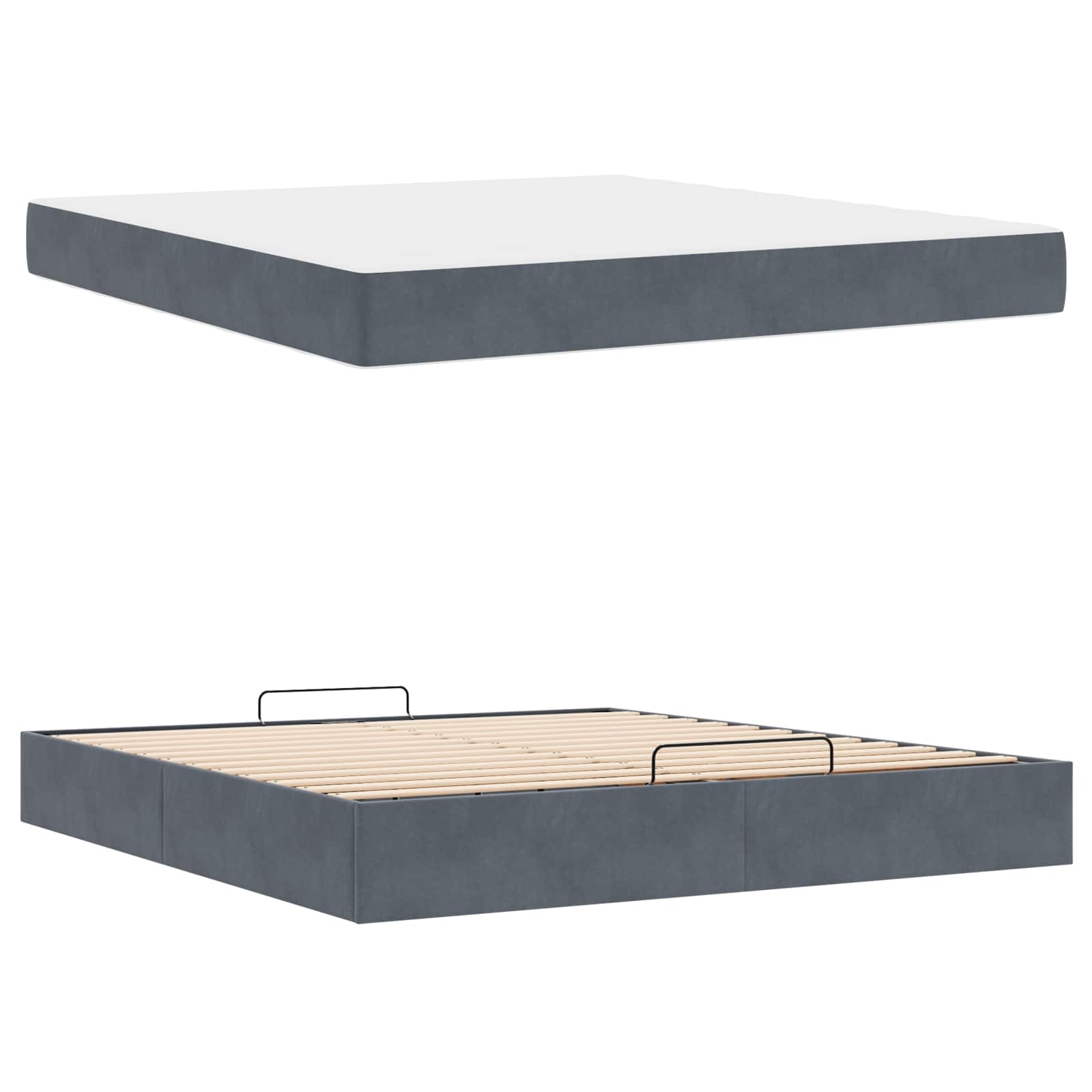 Cadre de lit avec matelas 2 pcs Gris Foncé Velours - XIOS