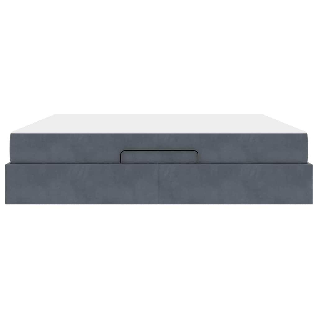 Cadre de lit avec matelas 2 pcs Gris Foncé Velours - XIOS