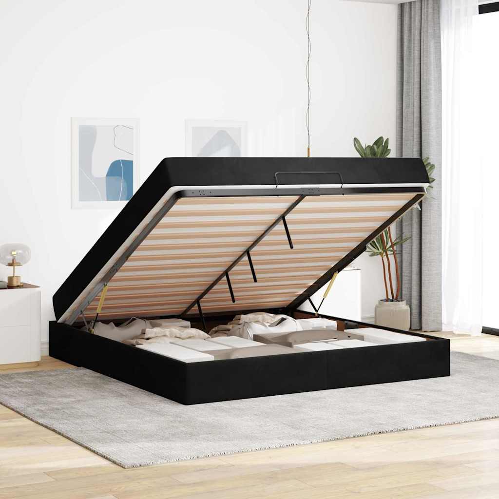 Cadre de lit avec matelas 2 pcs Noir Velours - XIOS