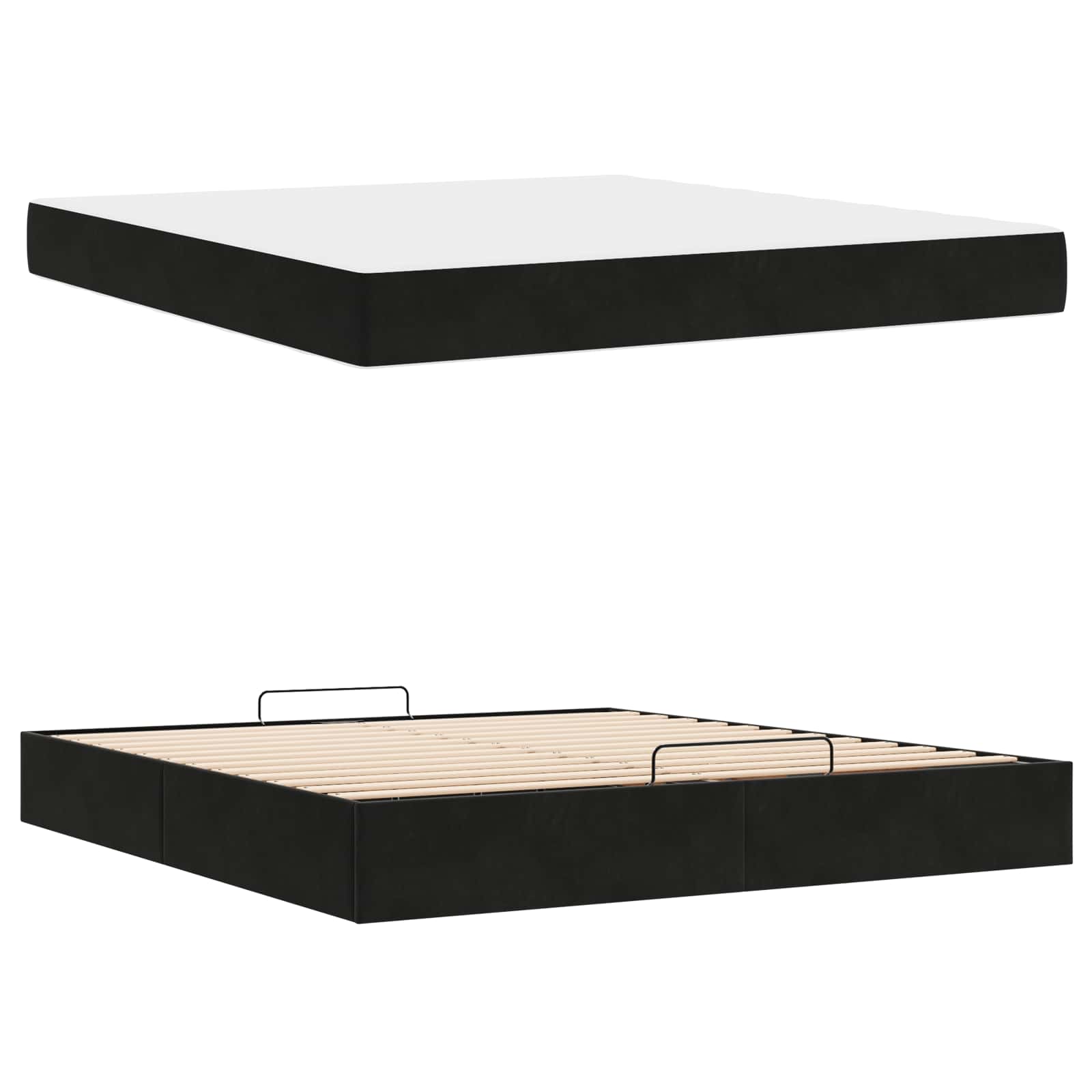 Cadre de lit avec matelas 2 pcs Noir Velours - XIOS