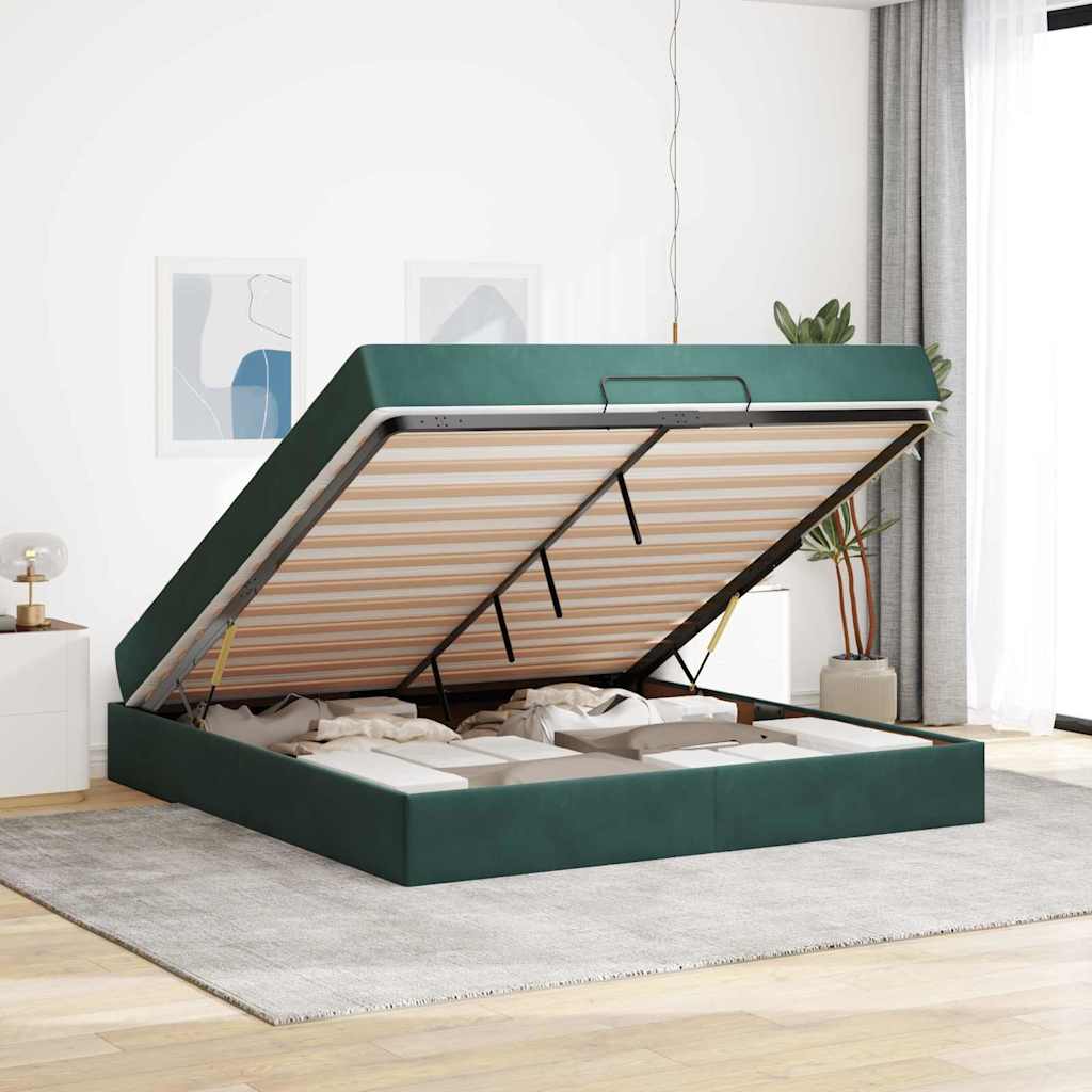 Cadre de lit avec matelas 2 pcs Vert Velours - XIOS