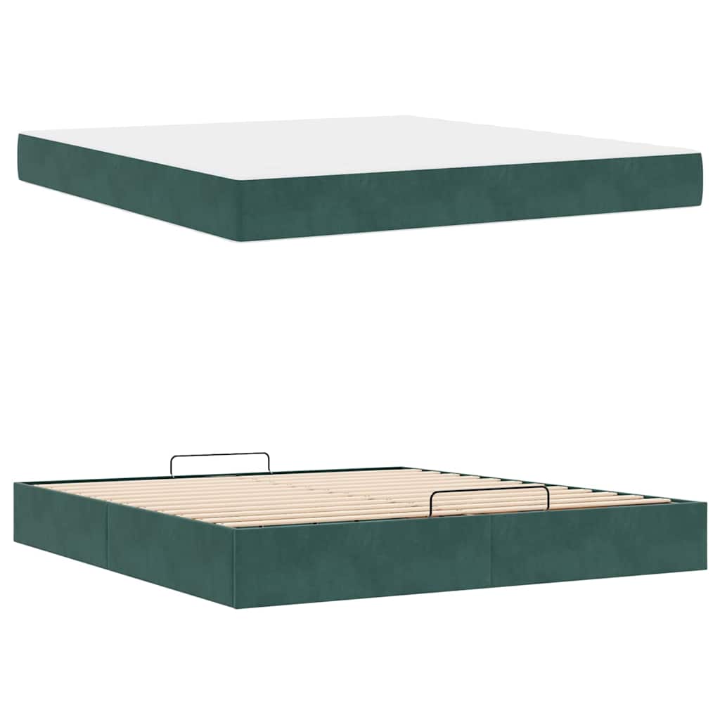 Cadre de lit avec matelas 2 pcs Vert Velours - XIOS