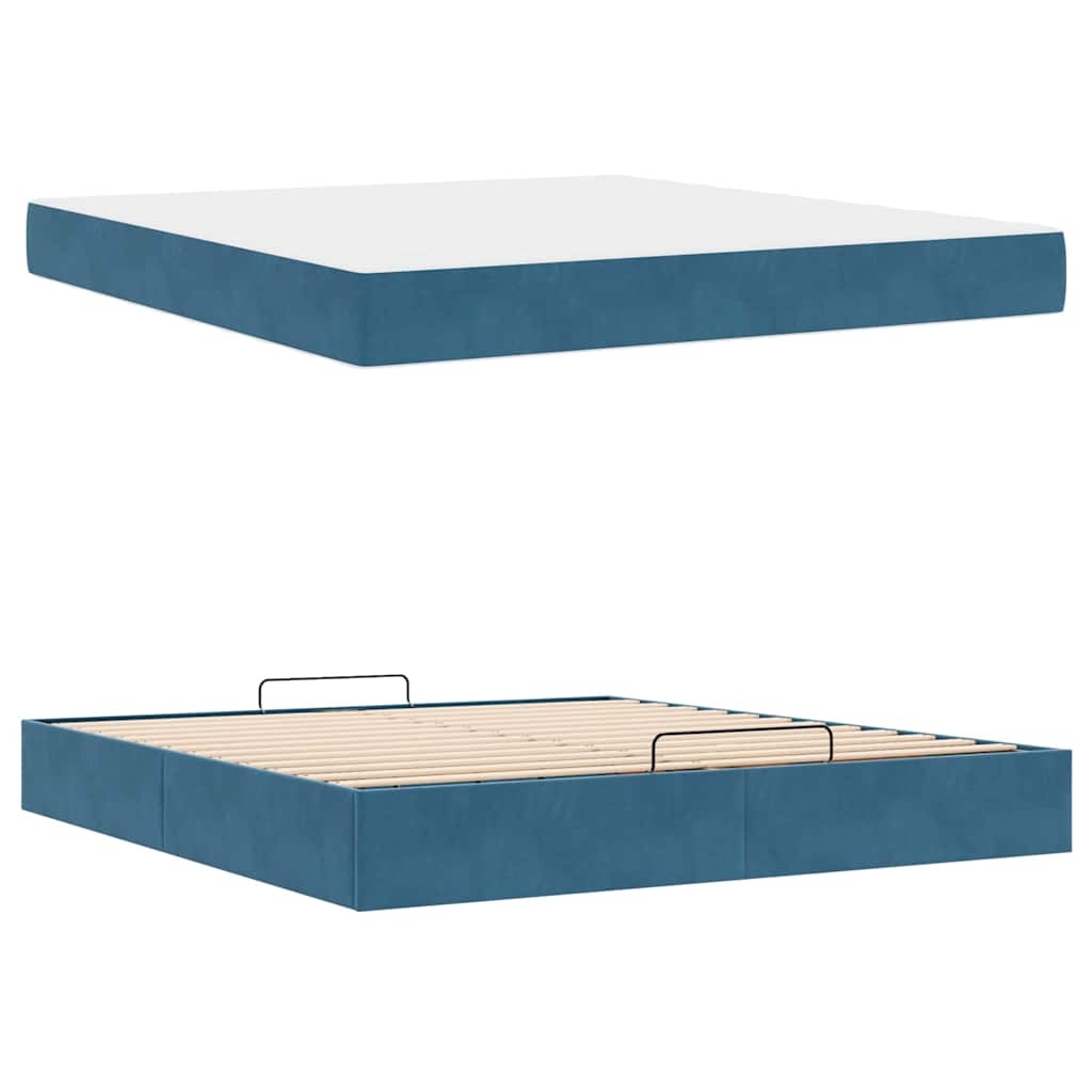 Cadre de lit avec matelas 2 pcs Bleu Velours - XIOS