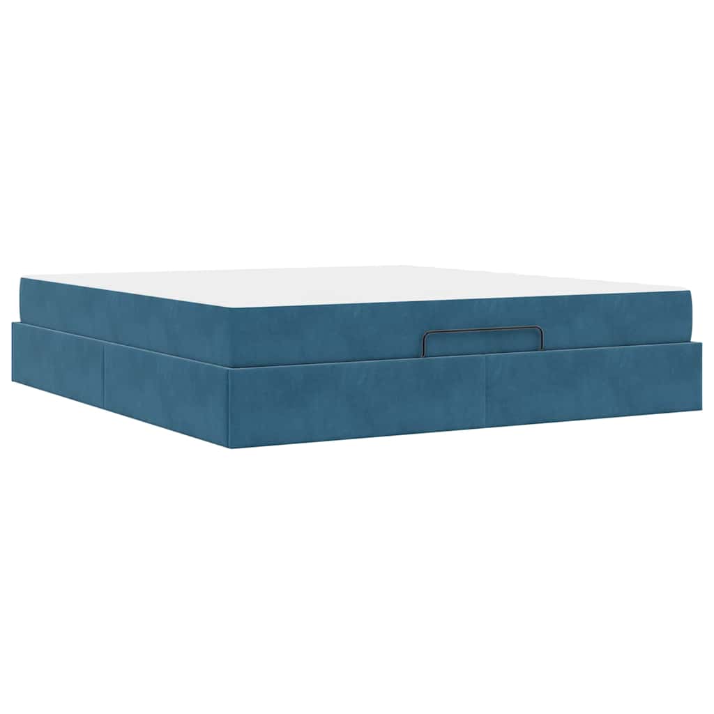 Cadre de lit avec matelas 2 pcs Bleu Velours - XIOS