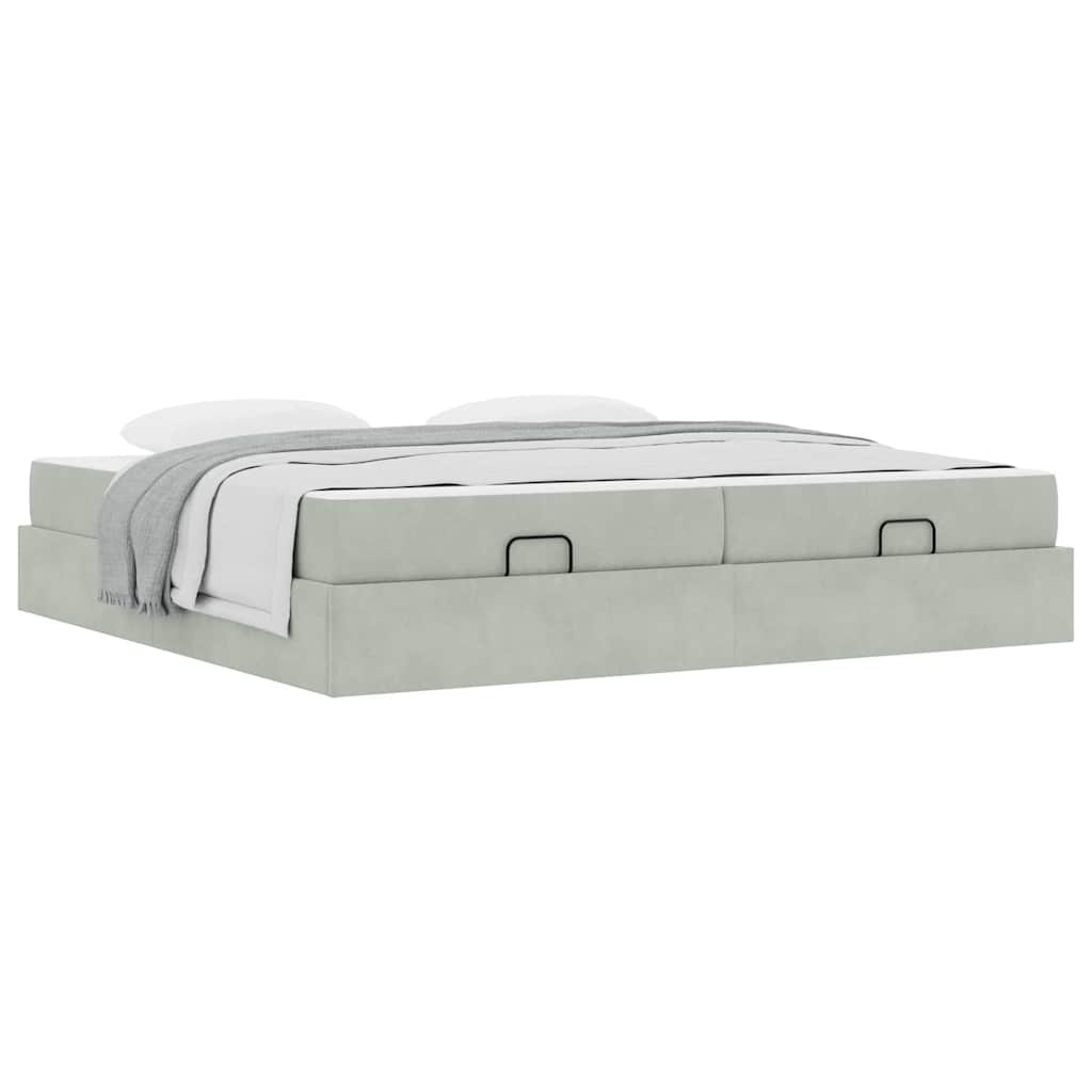 Cadre de lit Gris clair 200 x 200 cm Velours - XIOS