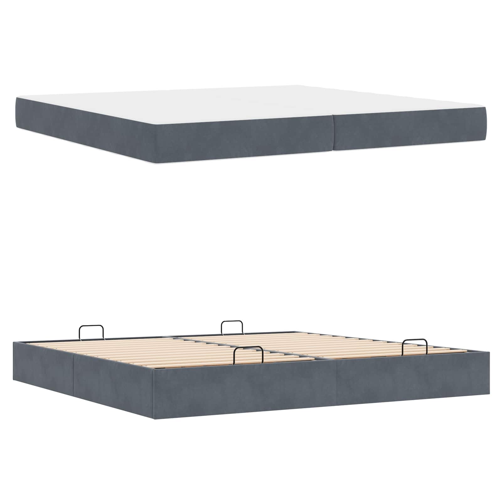 Cadre de lit avec matelas avec matelas 2 pcs Gris Foncé Velours - XIOS