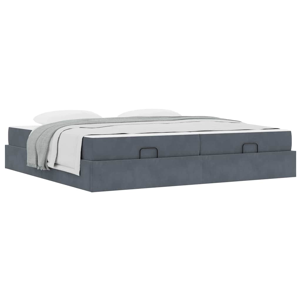 Cadre de lit Gris foncé 200 x 200 cm Velours - XIOS