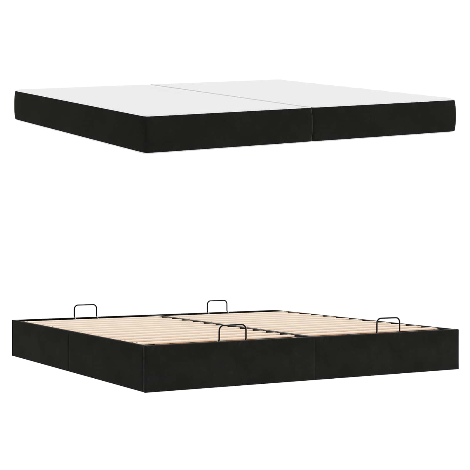 Cadre de lit avec matelas avec matelas 2 pcs Noir Velours - XIOS