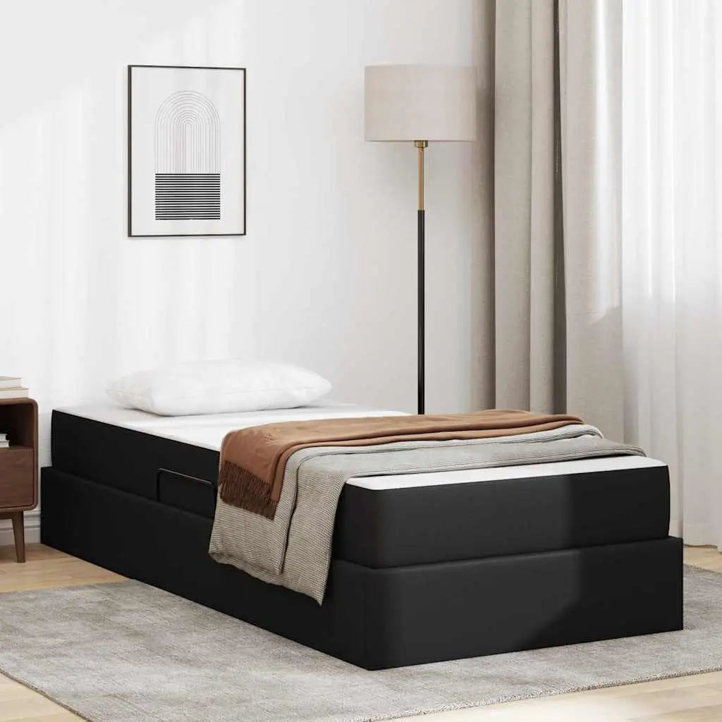 Lit avec rangement et matelas avec stockage 2 pc Noir Cuir - XIOS