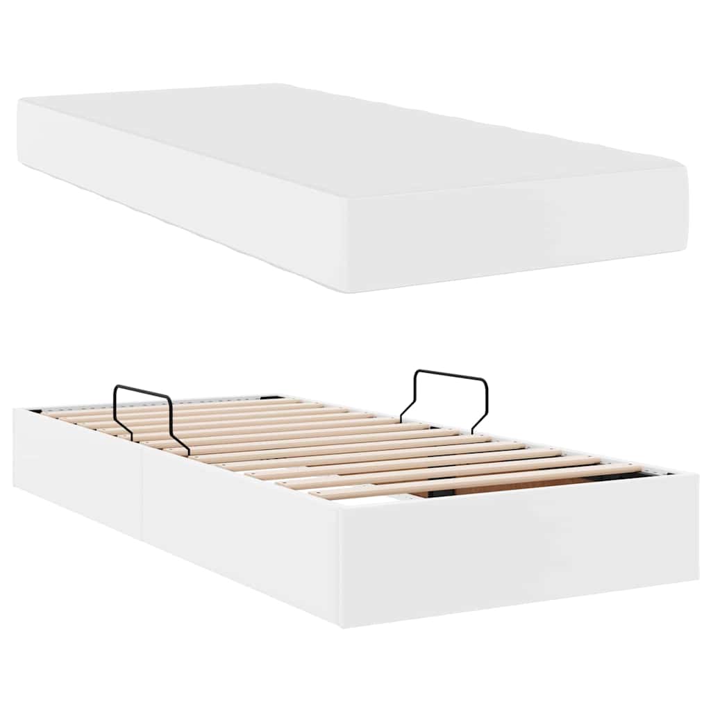 Lit avec rangement et matelas avec matelas 2 pcs Blanc Cuir - XIOS