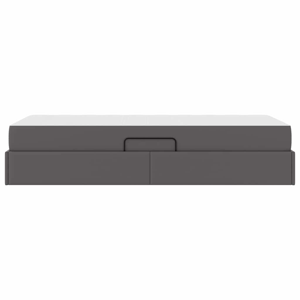 Lit avec rangement et matelas avec matelas 2 pcs Gris Cuir - XIOS