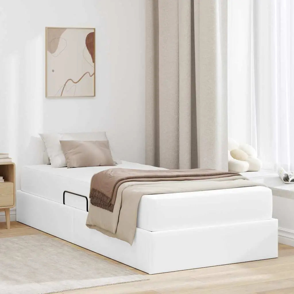 Lit avec rangement et matelas avec stockage 2 pc Blanc Cuir - XIOS