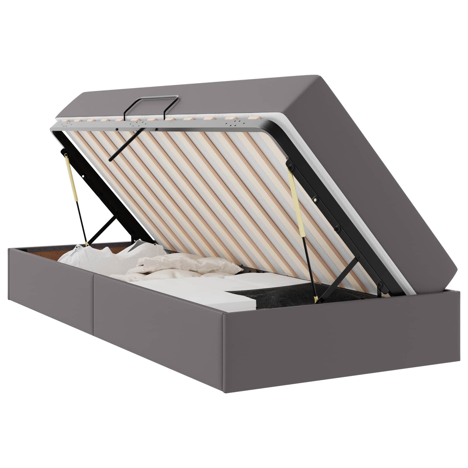 Lit avec rangement et matelas avec matelas 2 pcs Gris Cuir - XIOS