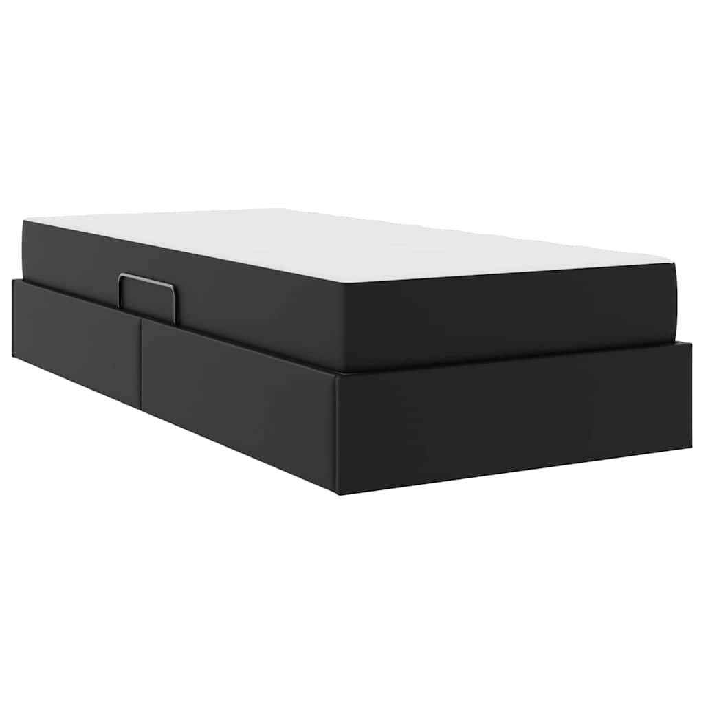 Lit avec rangement et matelas avec matelas 2 pcs Noir Cuir - XIOS