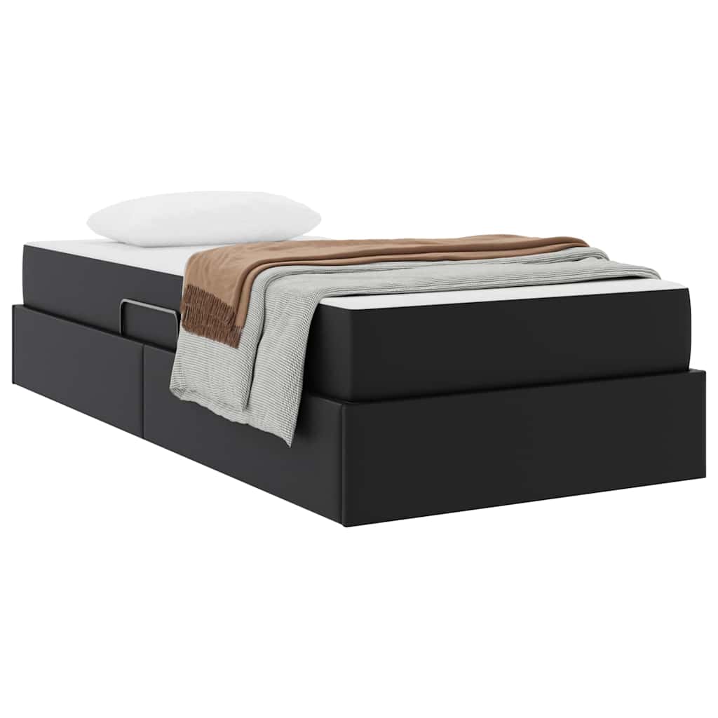 Lit avec rangement et matelas avec matelas 2 pcs Noir Cuir - XIOS