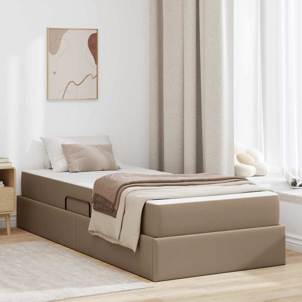 Lit avec rangement et matelas 2 pcs Cappuccino Cuir - XIOS