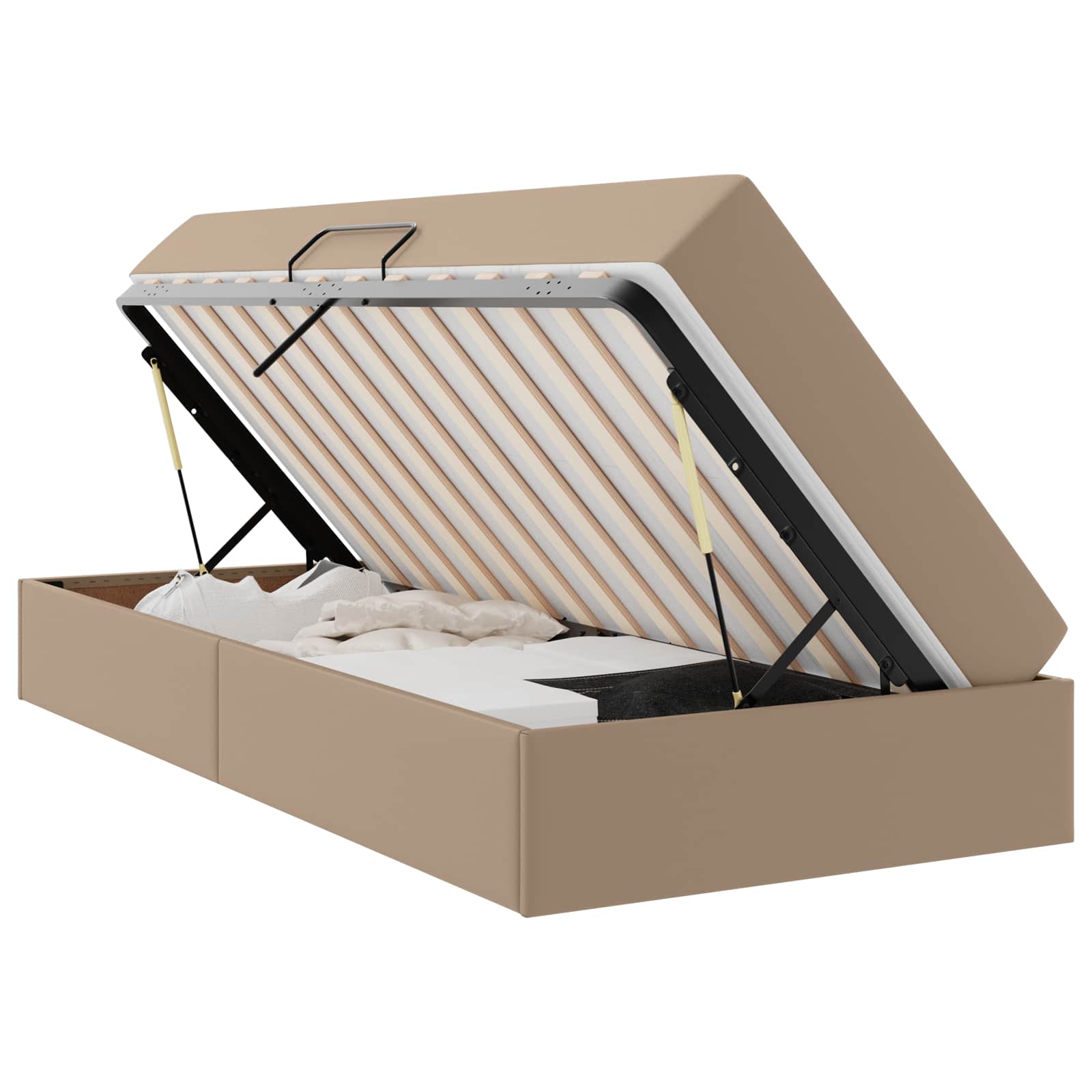 Lit avec rangement et matelas 2 pcs Cappuccino Cuir - XIOS
