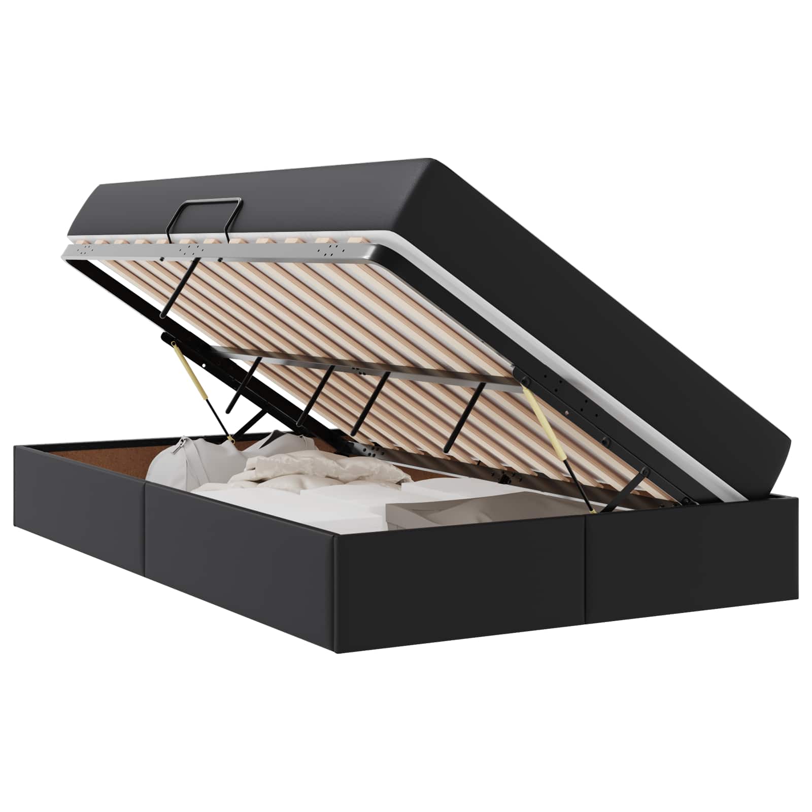 Lit avec rangement et matelas avec matelas 2 pcs Noir Cuir - XIOS