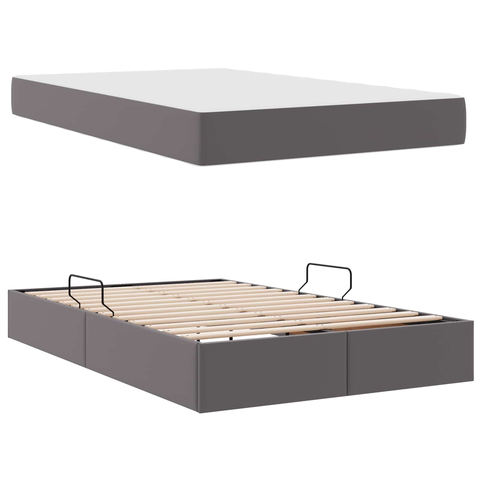 Lit avec rangement et matelas avec matelas 2 pcs Gris Cuir - XIOS