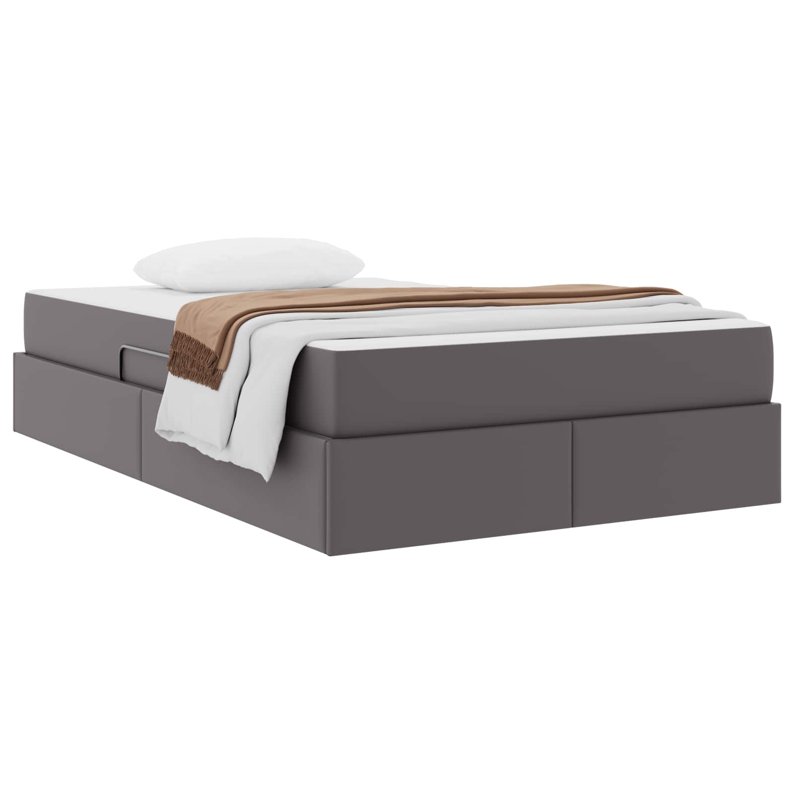Lit avec rangement et matelas avec matelas 2 pcs Gris Cuir - XIOS