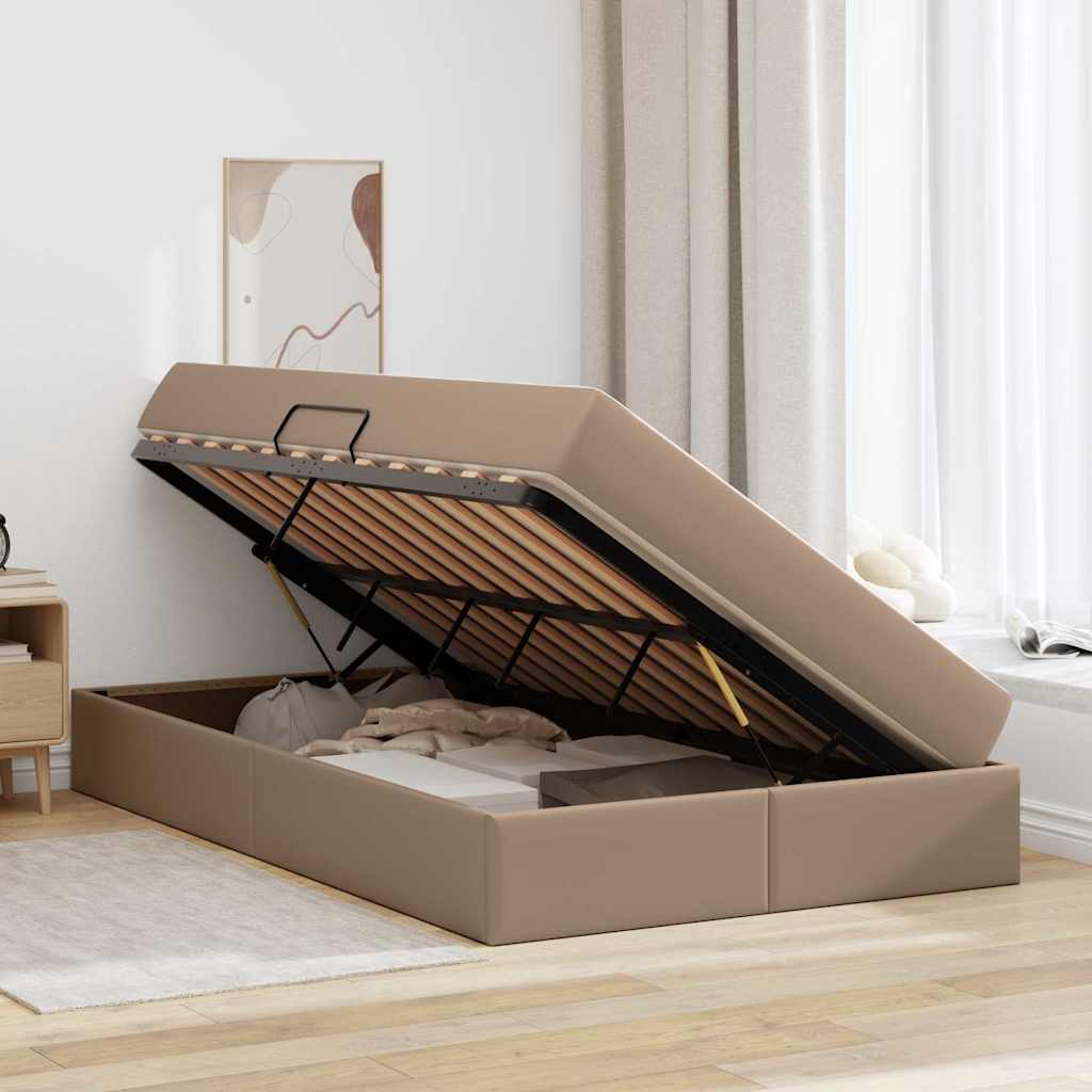 Lit avec rangement et matelas 2 pcs Cappuccino Cuir - XIOS