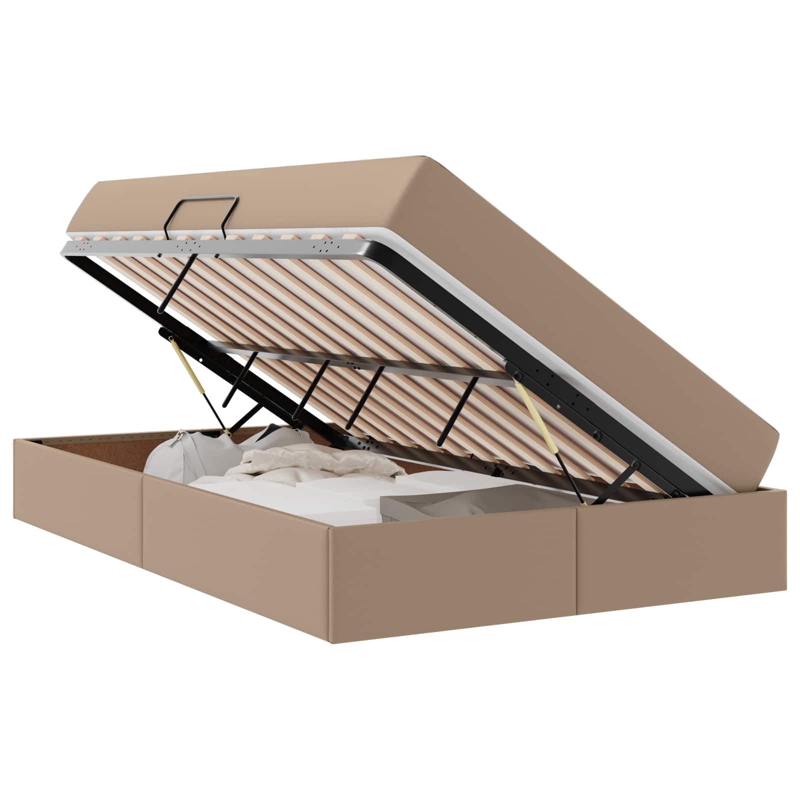 Lit avec rangement et matelas 2 pcs Cappuccino Cuir - XIOS