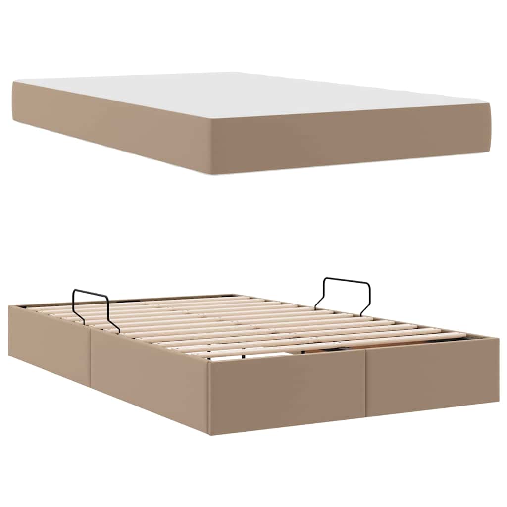 Lit avec rangement et matelas 2 pcs Cappuccino Cuir - XIOS